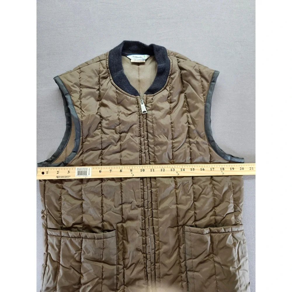 Vintage Sears Fieldmaster Mens Quilted Puffer Vest Brown Olive Full Zip Medium